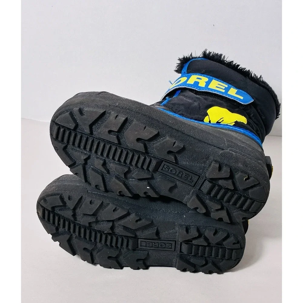 Sorel Snow Commander Boots Sz 13 Black Blue Fleece Lined Winter Snow School